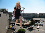 giantess collage city blonde cars high_heels wonderslug legs sunny black_dress handbag alyson_michalka