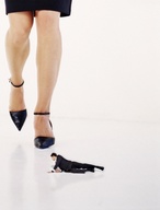 collage skirt high_heels shoes shrunken_men legs walking business_woman