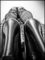 drawing monochrome high_heels anime point_of_view