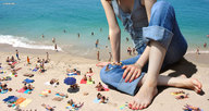 gentle giantess feet beach water hand legs