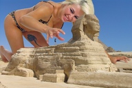 giantess collage smiling egypt crawling hand sand eva grabbing outdoors sunny tattoo photographer great_sphinx_of_giza sphinx