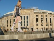 giantess collage blonde skirt buildings stadium socks sky daisy_may referee