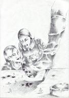 drawing giantess feet monochrome soles anime blood unknown_artist shrunken_men foot_crush cruel giantesses boot_crush