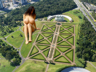 breasts giantess collage nude large_breasts barefoot brunette sitting looking_at_viewer encolhido jana_defi