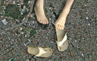 giantess collage feet city mega barefoot unknown_artist sandals resting helicopter_point_of_view encolhido
