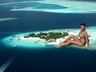 giantess collage swimsuit island sitting village boats