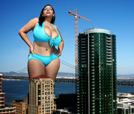 breasts giantess city swimsuit cleavage