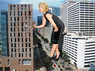 giantess crush collage city blonde destruction attack cars high_heels smiling wonderslug black_dress dianna_agron