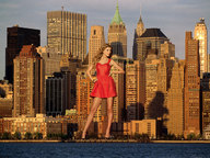 giantess collage city blonde water high_heels buildings dress legs docop