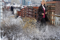 giantess collage city blonde clothed jeans wonderslug snow outdoors winter tress coat cristina_tosio