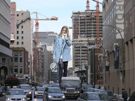 giantess collage city blonde clothed traffic gloves wonderslug looking_down streets vehicles winter bag thigh_length_boots coat talking_on_the_phone blake_lively