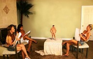 collage nude smiling shrunken_men model giantesses art_class