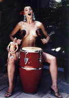 collage nude singing shrunken_men conga_drum maracas ukulele harmony