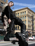 giantess collage city blonde boots streets goth fighter