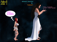 space comic black_hair large_breasts goddess multiple_sizes red_hair dress giantesses bruzzo liuti energy