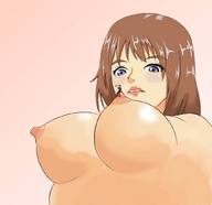 breasts drawing color large_breasts blue_eyes shrunken_men on_nipple