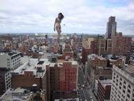 giantess collage city black_hair swimsuit traffic helicopter streets clouds