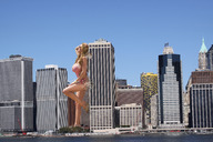 giantess collage city blonde large_breasts swimsuit destruction water shoes wonderslug jordan_carver leaning_against