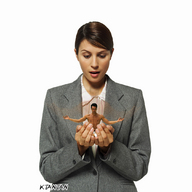 collage handheld brunette shrunken_men ktantan business_woman