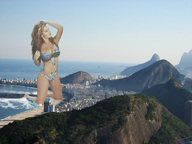 giantess collage city long_hair swimsuit beach water wonderslug airplane waves mountains sky melissa_giraldo