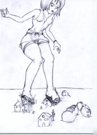 drawing giantess comic monochrome socks houses socks_crush smelly_socks kirina erika littlefunboy