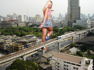 giantess crush blonde soles wonderslug short_skirt highway vehicles jenni_czech
