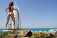 collage nude city mega butt water ocean red_hair houses sky sunny holiday_resort behind_view