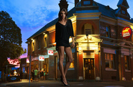 giantess collage city high_heels brunette legs bystanders