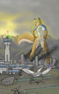 drawing giantess crush city blonde color destruction canine airplane foot_prints