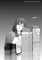 gentle giantess city monochrome clothed airplane giorunog