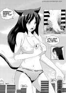 drawing crush panties blushing tail city monochrome destruction clothed buildings anime story cat_girl giorunog commission dialogue