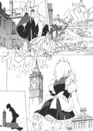 drawing giantess manga monochrome anime touhou