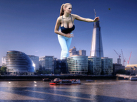 giantess collage city mega cleavage huge_breasts