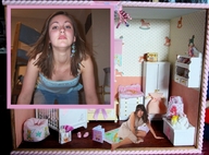 collage brunette scared pet dollhouse shrunken_woman captured