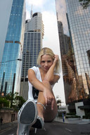 collage city blonde high_heels sitting streets reflection rings docop