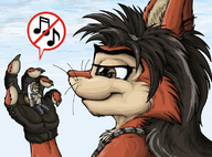 furry macro black_hair color cerberus funny hand_held glove annoyed
