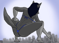 giantess furry macro wolf swimsuit destruction pandoza digital_render