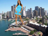 giantess collage city brunette dress harbour