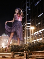 gentle giantess collage city clothed skirt dark_skin night hat trees fence