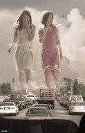 giantess collage mega rampage traffic asian highway giantesses vehicles rld point_of_view