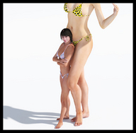 gentle swimsuit mini_giantess legs shrunken_woman size_comparison fierce-invalid no_background digital_render